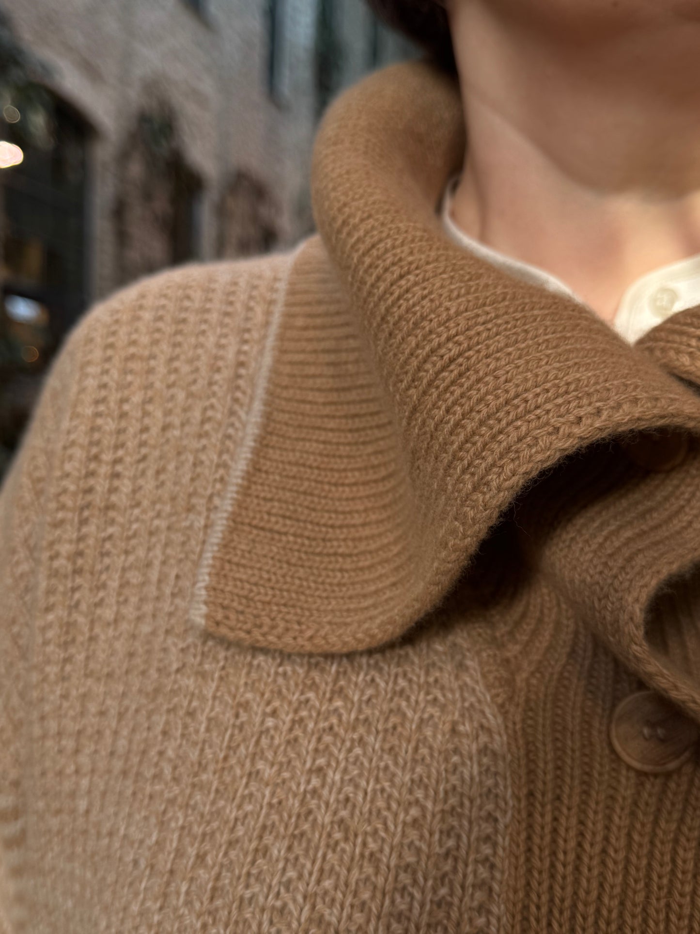 Cardigan with jacquard sleeves